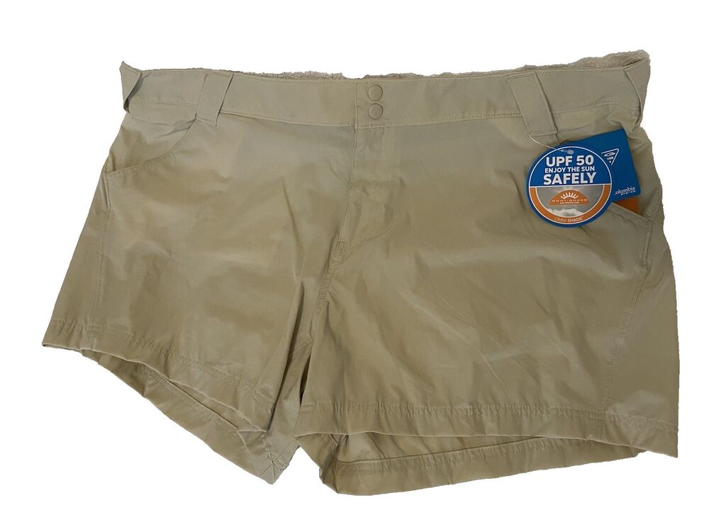 Columbia Shorts Women Size 24W Beige UPF 50 Omni Shade PFG New With Tags